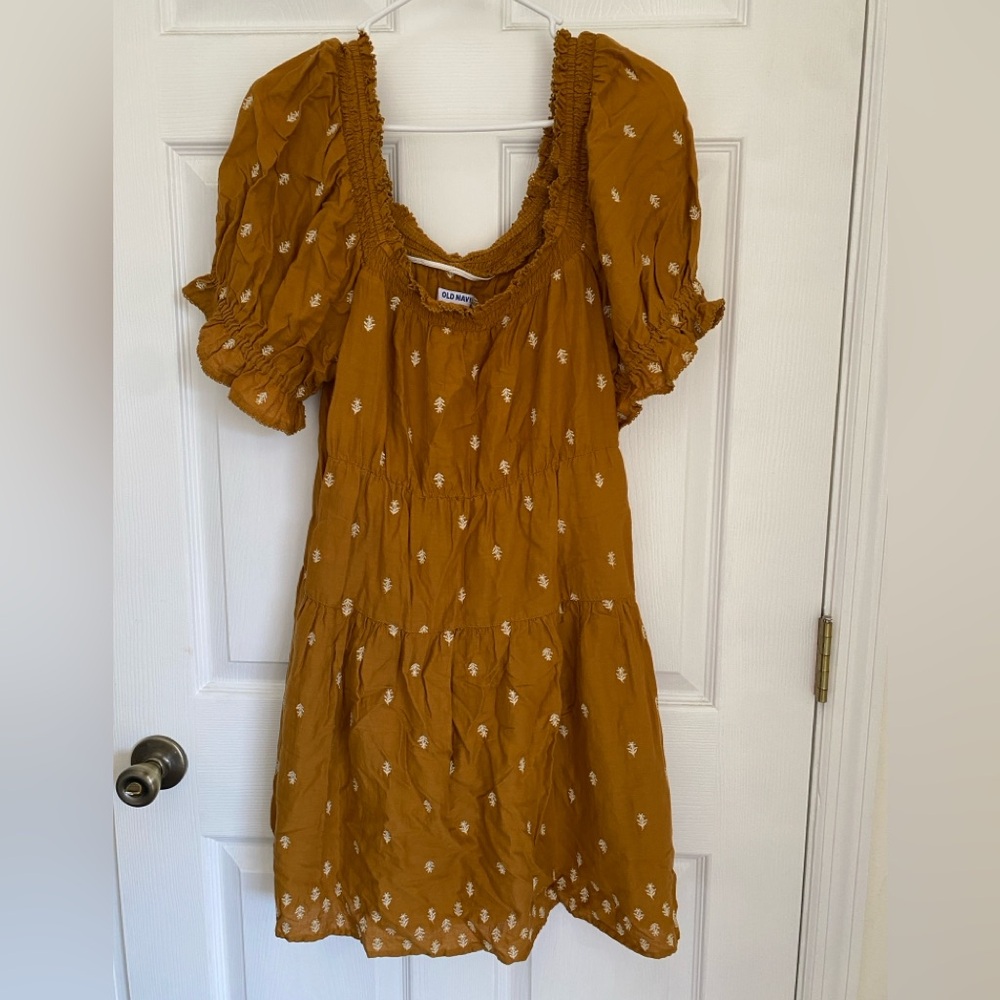 Old Navy Mustard Puff Sleeve Mini Dress